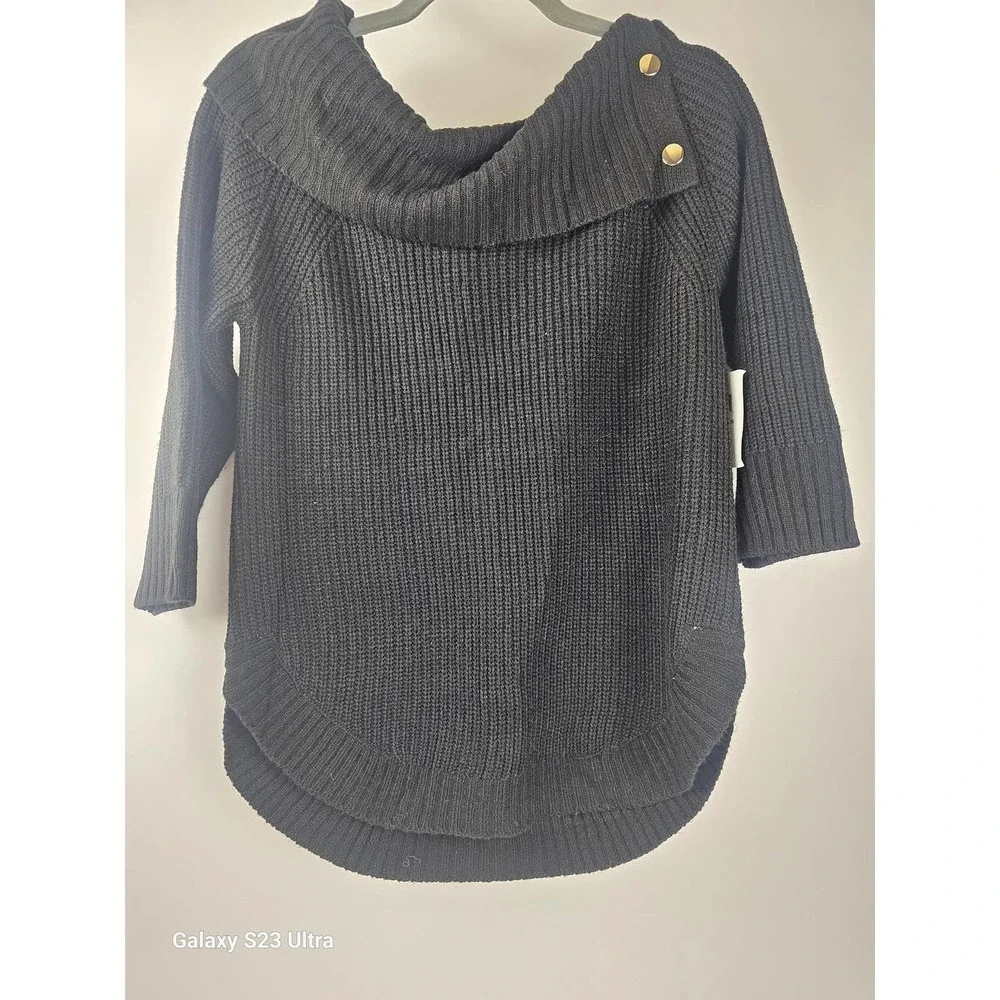 Women's szSP, Oversized fold down neck, black, 89th and Madison, NWT - Picture 4 of 8